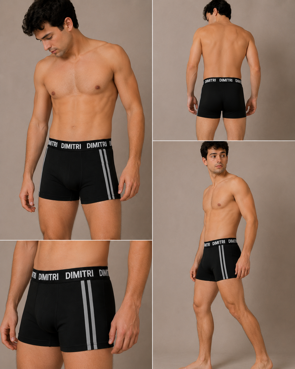 Boxer Dimitri Straps Negro / Gris